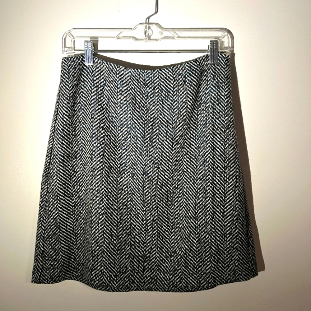 Blue tweed A-line skirt